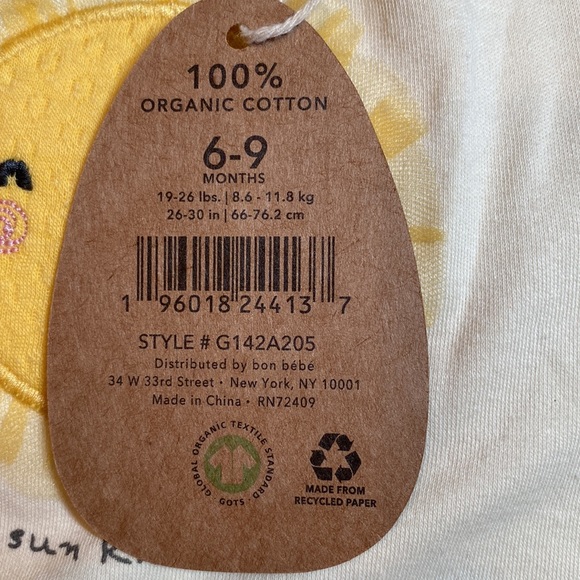 2 piece set 6-9mos. NWT! Onsie with pants, organic cotton - Picture 7 of 16